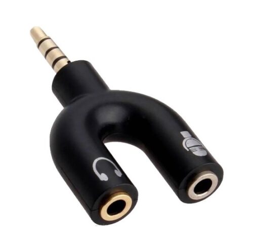 ADAPTADOR AUDIO SPLITTER 3.5mm MACHO A  2  3.5mm HEMBRA CON MICROFONO (PLAY4, PC, ETC)