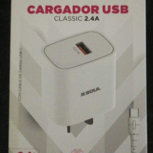Cargador USB Classic 2.4A  a Usb-C Soul  con cable