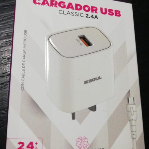 Cargador USB Classic 2.4A  a Micro usb  Soul  con cable